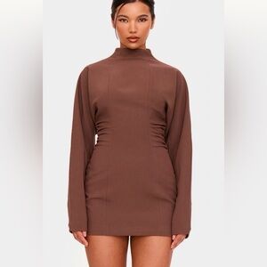 PrettyLittleThing Chocolate Long Sleeve Dress NEW size 4 sexy